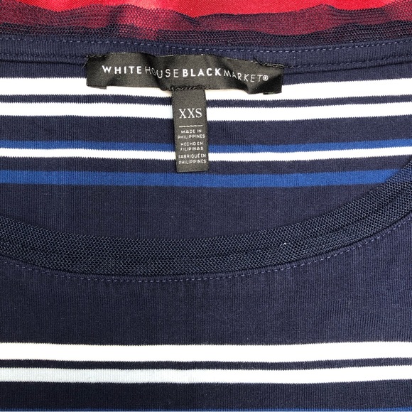 ⭐️NEW⭐️White House Black Market (WHBM) Short Sleeve Stripe Knit Shift Dress - Picture 6 of 12